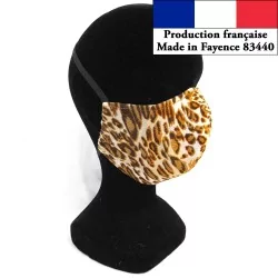 Maschera di protezione barriera design leopardo alla moda riutilizzabile AFNOR | Tissus Loup