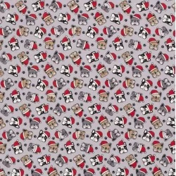 Tessuto Jersey Bulldog in Cappello di Natale | Tissus Loup