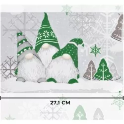 Tessuto di Cotone Elfi di Natale - Cappelli Rossi e Grigi | Tissus Loup