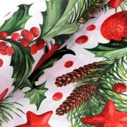Tessuto di Cotone Palle di Natale e Pigne | Tissus Loup