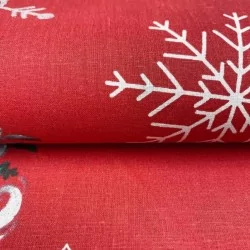 Tessuto Elfi di Natale su Fondo Rosso | Tissus Loup