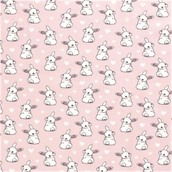 Tessuto Jersey Piccolo Coniglio su Fondo Rosa | Tissus Loup