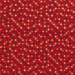 Tessuto di Cotone Stelle Dorate di Natale su Sfondo Rosso | Tissus Loup