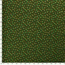 Tessuto di Cotone Stelle Dorate di Natale su Sfondo Verde | Tissus Loup