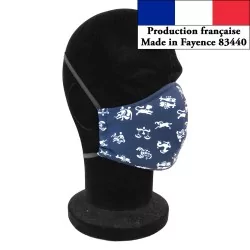 Maschera di protezione a barriera con motivo serpente design alla moda riutilizzabile AFNOR made in Fayence | Tissus Loup