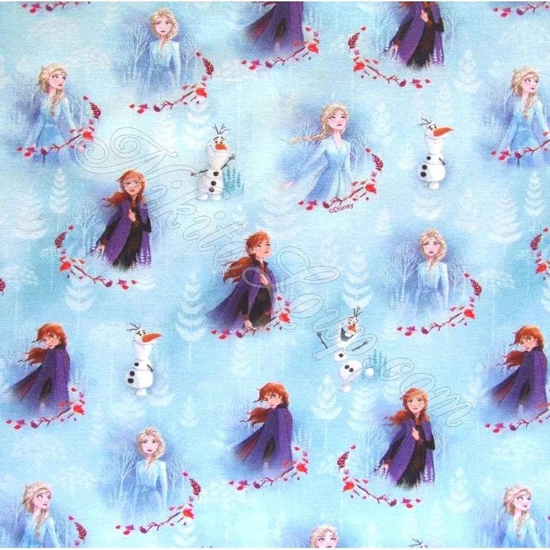 Tessuto di Cotone La Regina delle Nevi Anna ed Elsa Disney | Tissus Loup
