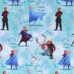 Tessuto Cotone  Elsa Anna e Kristoff Frozen - Il Regno di Ghiaccio Disney | Tessuti Lupo