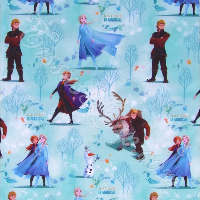 Tessuto Cotone Regina delle Nevi Elsa Anna e Kristoff Disney | Tissus Loup