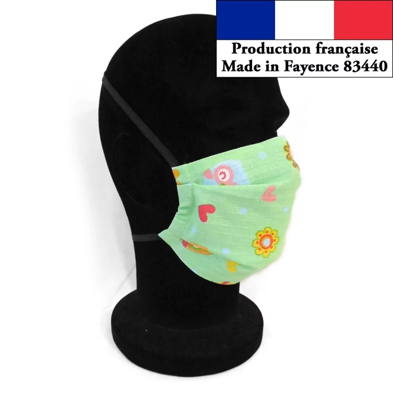 Maschera di protezione leggera Gufo per l'estate riutilizzabile AFNOR Made in Fayence | Tissus Loup