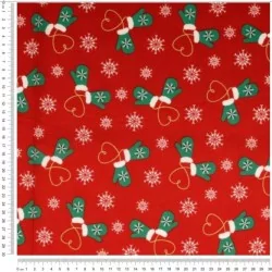 Tessuto di Cotone Guanti di Natale su Sfondo Rosso | Tissus Loup