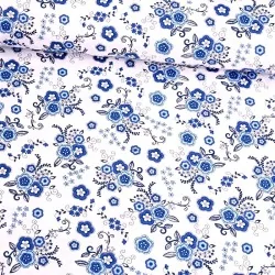 Tessuto di Cotone con Fiori Blu | Tissus Loup