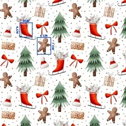 Tessuto di Cotone Abete e Pattino di Natale | Tissus Loup