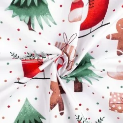 Tessuto di Cotone Abete e Pattino di Natale | Tissus Loup