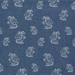 Tessuto Jeans stretch blu chiaro Dragons | Tissus Loup