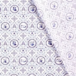 Tessuto di Cotone Faience di Delft motivo olandese blu e bianco | Tissus Loup