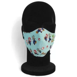 Maschera di protezione barriera Mario Luigi design turchese alla moda riutilizzabile AFNOR | Tissus Loup
