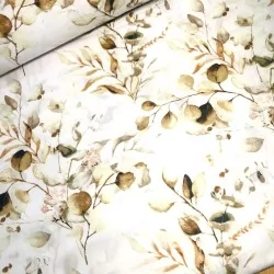 Tessuto Cotone Eucalipto marrone beige | Tissus Loup