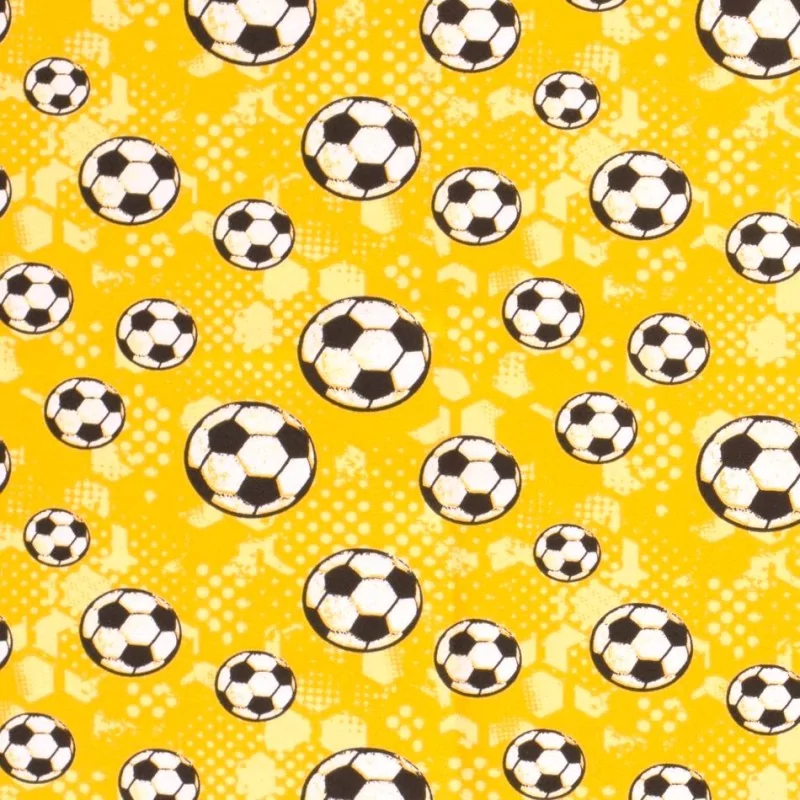 Tessuto Jersey cotone Football su sfondo giallo | Tissus Loup