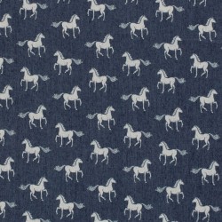 Tessuto Jeans stretch blu scuro cavalli | Tissus Loup