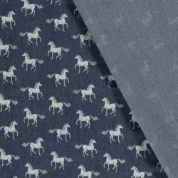 Tessuto Jeans stretch blu scuro cavalli | Tissus Loup