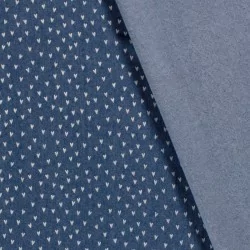 Tessuto Jeans stretch stampato blu chiaro piccoli Cuori | Tissus Loup