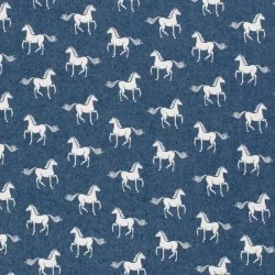 Tessuto Jeans stretch blu chiaro cavalli | Tissus Loup