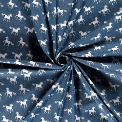 Tessuto Jeans stretch blu chiaro cavalli | Tissus Loup