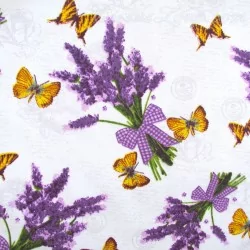Tessuto Bouquet di Lavanda e Farfalla | Tissus Loup