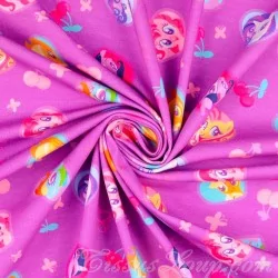 Tessuto Jersey cotone My Little Pony Sfondo viola rosa Il Mio Piccolo Pony | Tissus Loup