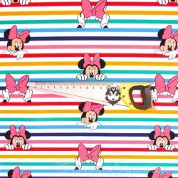 Tessuto Cotone Minnie Mouse Righe Arcobaleno Disney | Tissus Loup