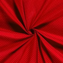 Tessuto Cotone Pois Dorati 2 mm Fondo Rosso | Tissus Loup