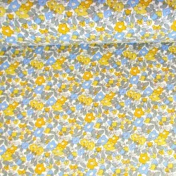 Tessuto di Cotone Piccoli Fiori Gialli e Blu | Tessuti Lupo