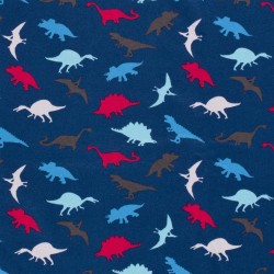 Tessuto Jersey cotone Dinosauro Sfondo Blu Marino | Tessuti Lupo