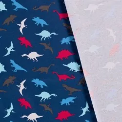 Tessuto Jersey cotone Dinosauro Sfondo Blu Marino | Tessuti Lupo