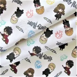 Tessuto di Cotone Harry Potter su Fondo Bianco | Tissus Loup