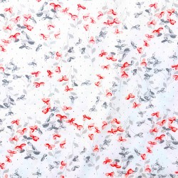 Tessuto di Cotone Fiori Rossi e Grigi | Tessuti Lupo