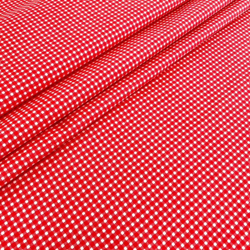 Tessuto Cotone a Piccoli Quadretti Rosso e Bianco 3mm | Tessuti Lupo