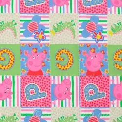 Tessuto Jersey di cotone Peppa Pig in Patchwork | Tessuti Lupo