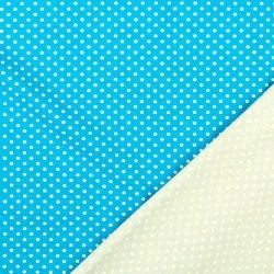 Tessuto Jersey a Pois Bianchi 3mm su Fondo Blu Turchese | Tessuti Lupo