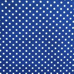 Tessuto Jersey a Pois Bianchi 3mm su Fondo Blu Reale | Tessuti Lupo