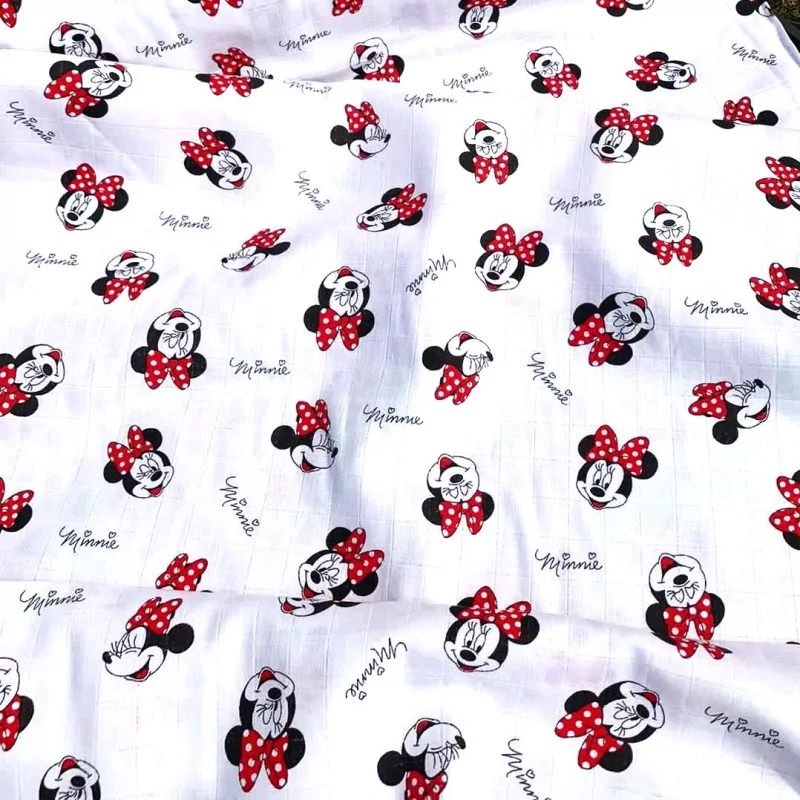 Tessuto Doppia Garza di Cotone Minnie Mouse | Tessuti Lupo