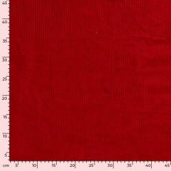 Tessuto Velluto a Coste Stretch Rosso larghe coste 4,5 mm | Tessuti Lupo