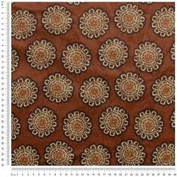 Tessuto scamosciato marrone fiori mandala doppia faccia pelliccia nocciola | Tessuti Lupo