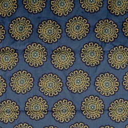 Tessuto  scamosciato blu fiori mandala doppia faccia pelliccia cammello | Tessuti Lupo