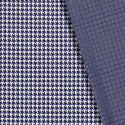 Tessuto jersey jacquard pied-de-poule blu e nero | Tessuti Lupo