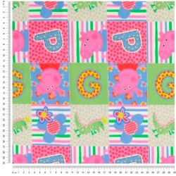 Tessuto Jersey di cotone Peppa Pig in Patchwork | Tessuti Lupo