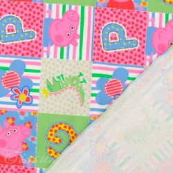 Tessuto Jersey di cotone Peppa Pig in Patchwork | Tessuti Lupo