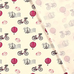 Tessuto Parigi in bicicletta e giro in mongolfiera | Tissus Loup