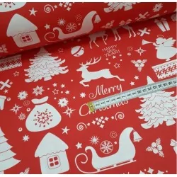 Tessuto Natale Cotone Merry Christmas | Tissus Loup