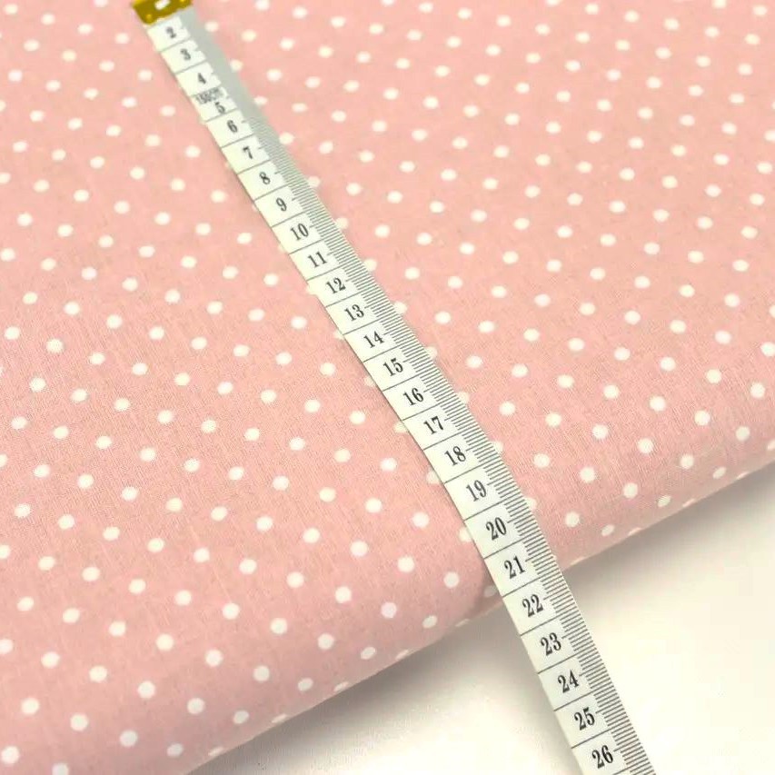 Tessuto a Pois Bianchi 4mm su Fondo Rosa Cipria — 2